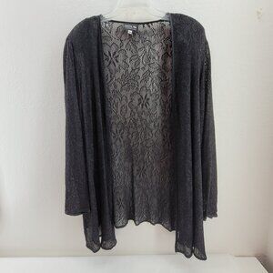 VTG Onyx Nite by Wendye Chaitin Jacket Womens Plus 2X Charcoal Black Open Dressy